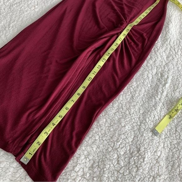 Lulus Everything To Me Event Dress NEW Womens Small Burgundy Ruched Slit Midi - Picture 14 of 14